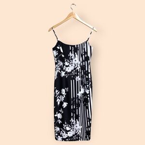 Black Halo NWT Black White Floral Ponte Sheath Dress Formal Abstract Women’s 2